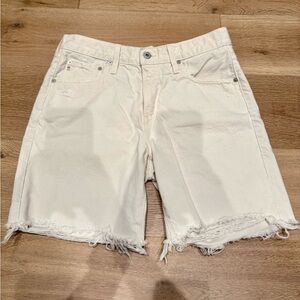 AG Adriano Goldschmied Ex-Boyfriend Mid-Rise Bermuda Cream Shorts